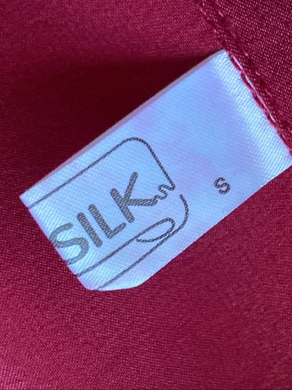 Lilysilk 22 Momme Mulberry Silk Pajama top Button Front Claret sz S *READ* - Picture 7 of 11